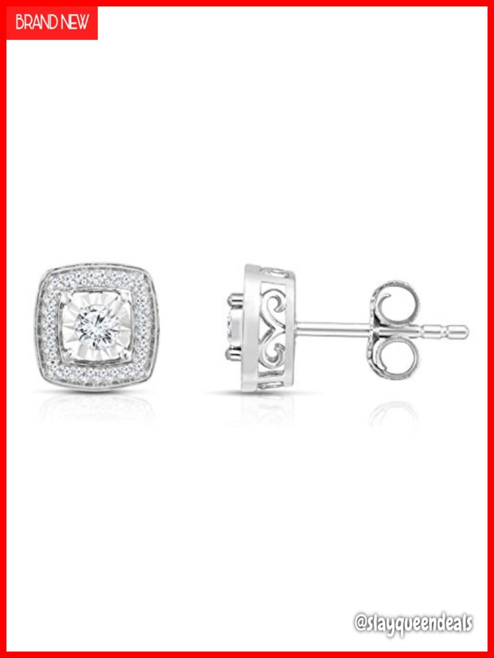 1/4 Cttw Diamond Stud Earrings Rhodium Plated Sterling Silver